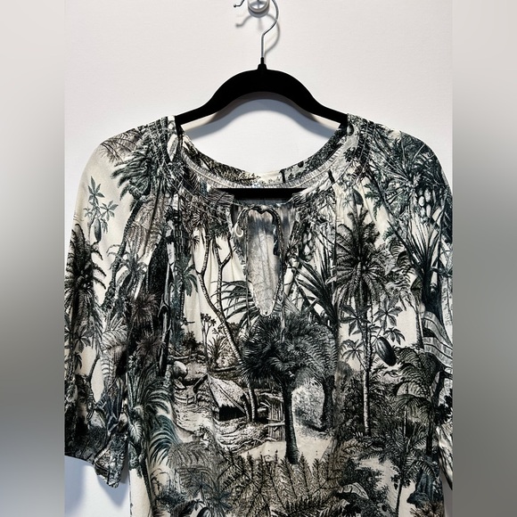 Margaret O’Leary Ivory Black Botanical Tropical Toile Print Midi Dress Size M - Picture 3 of 12